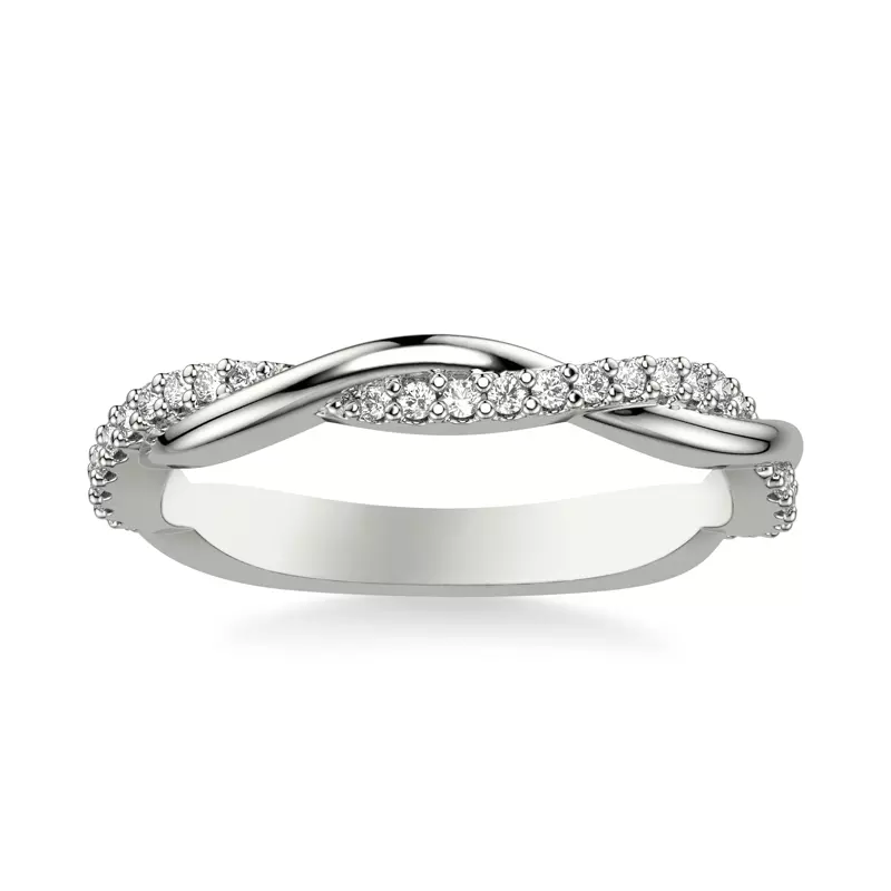 14K White Gold Linda Twisted Pavé Band