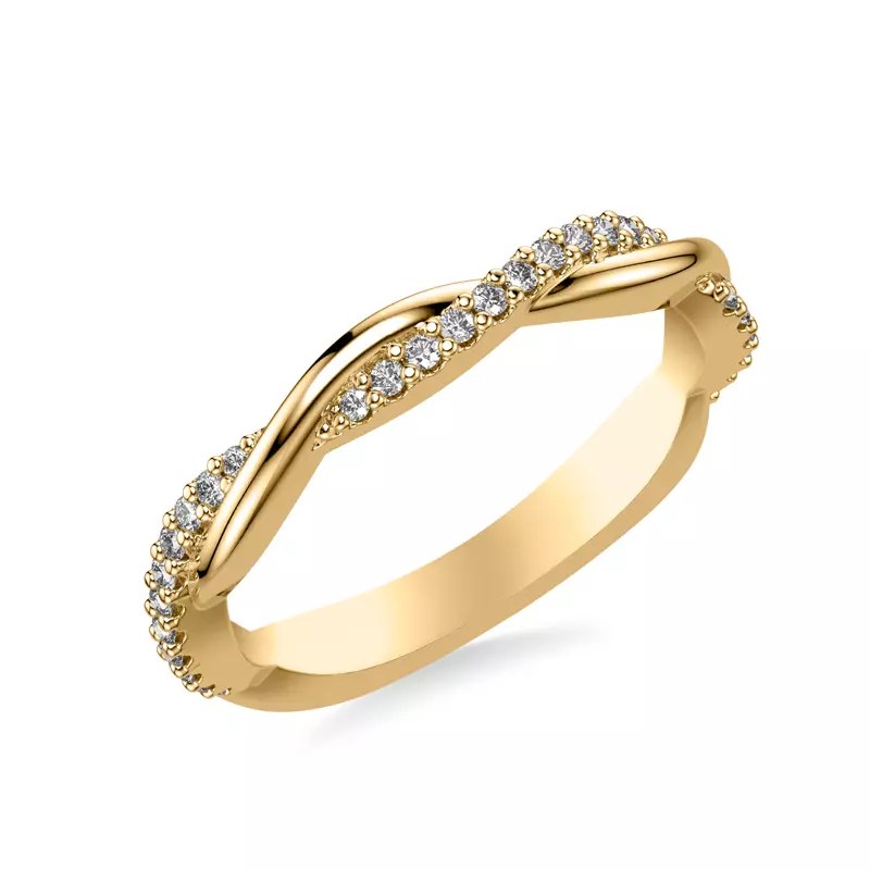 18K Yellow Gold Linda Twisted Pavé Band