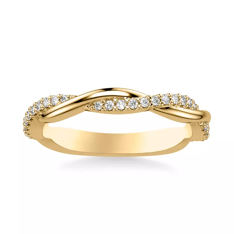 18K Yellow Gold Linda Twisted Pavé Band