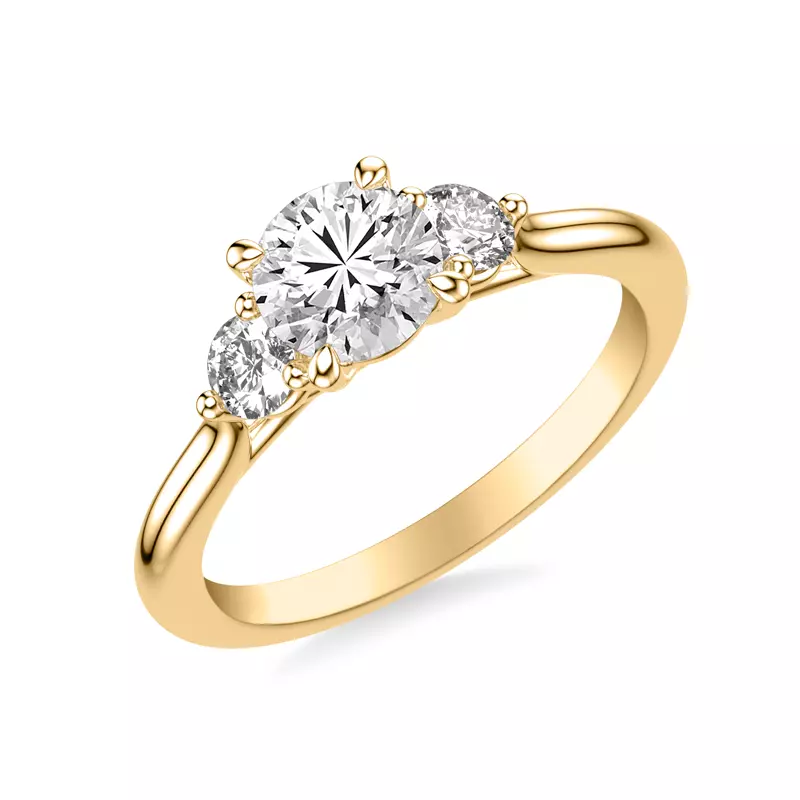 14K Yellow Gold Dianne Trellis 3-Stone Engagement Ring