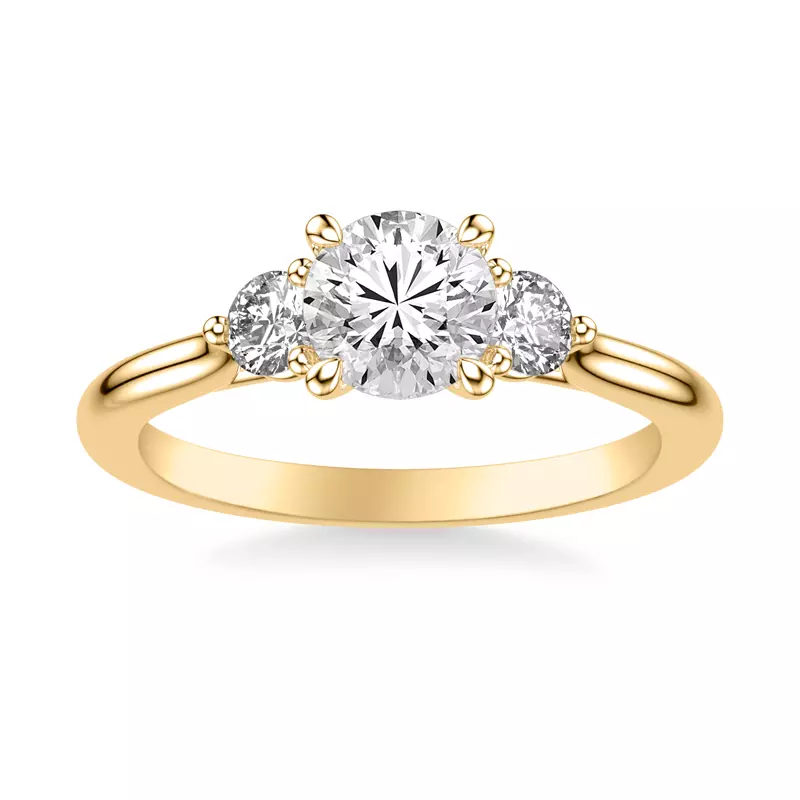 14K Yellow Gold Dianne Trellis 3-Stone Engagement Ring