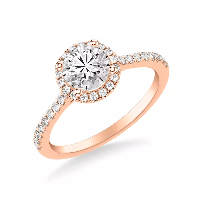14K Rose Gold Tasha Diamond Halo Engagement Ring