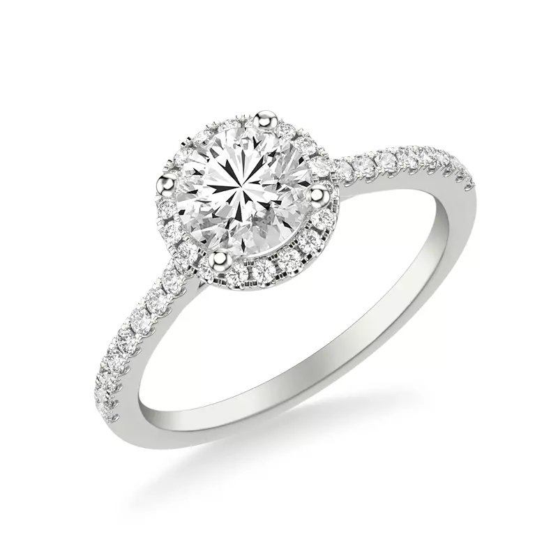 14K White Gold Tasha Diamond Halo Engagement Ring