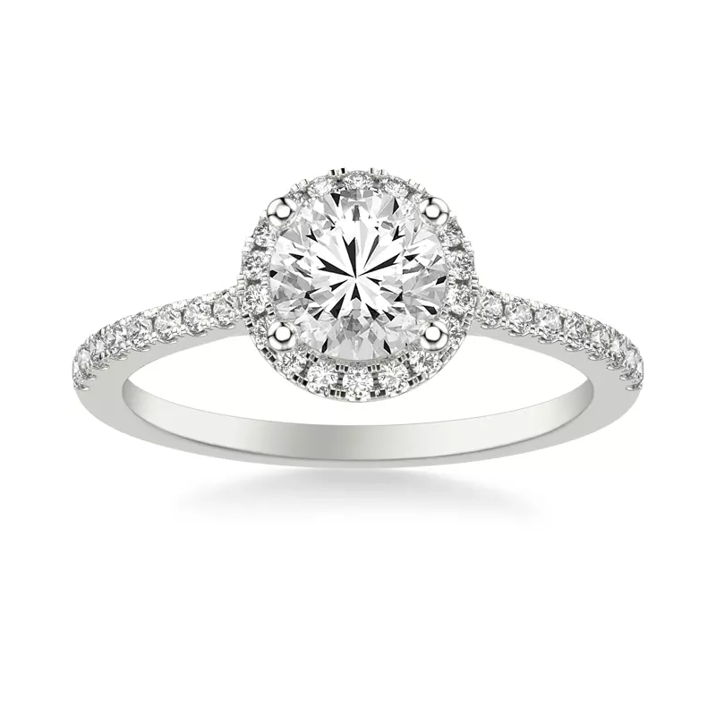 14K White Gold Tasha Diamond Halo Engagement Ring
