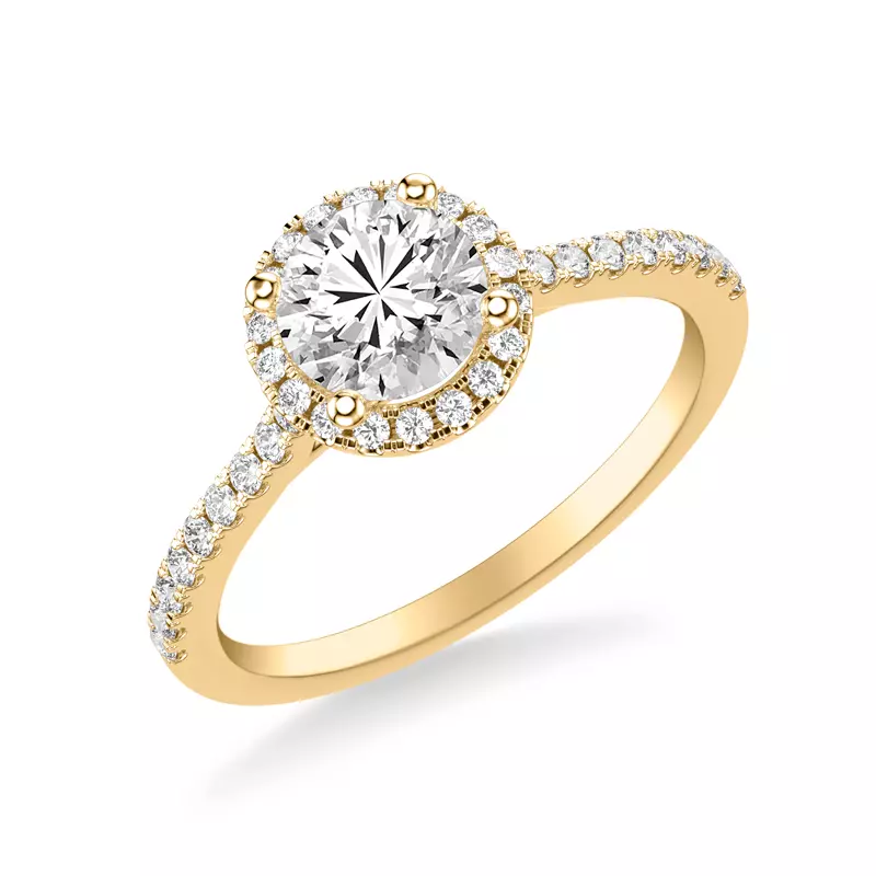 14K Yellow Gold Tasha Diamond Halo Engagement Ring