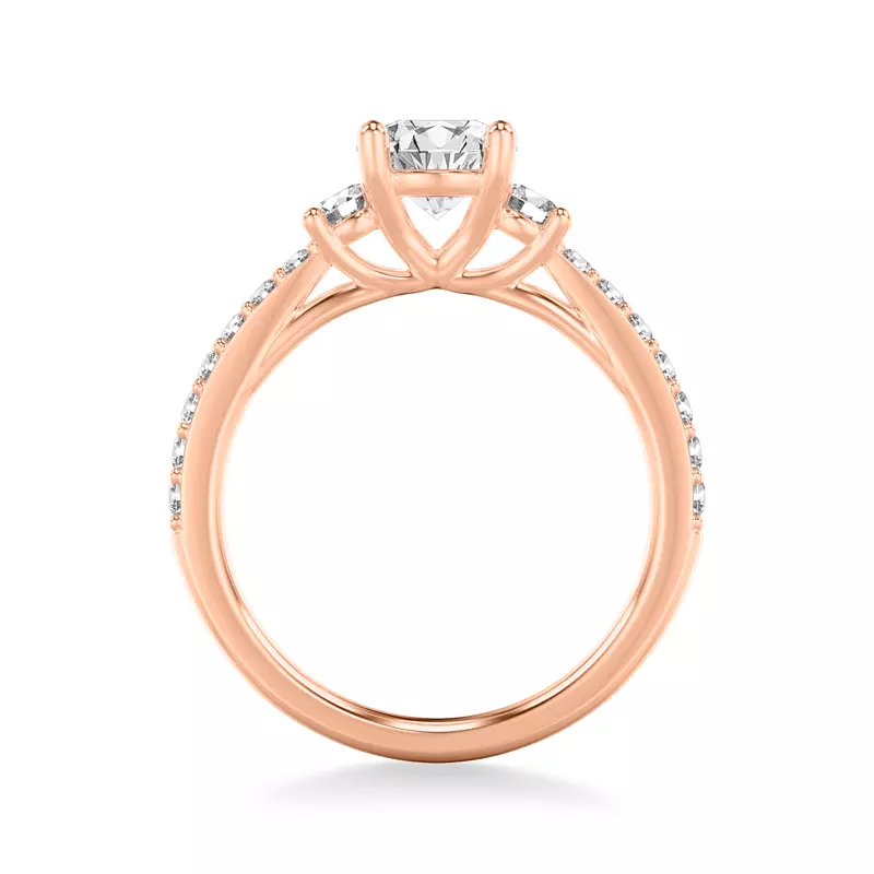 14K Rose Gold Renee Three Stone Engagement Ring 