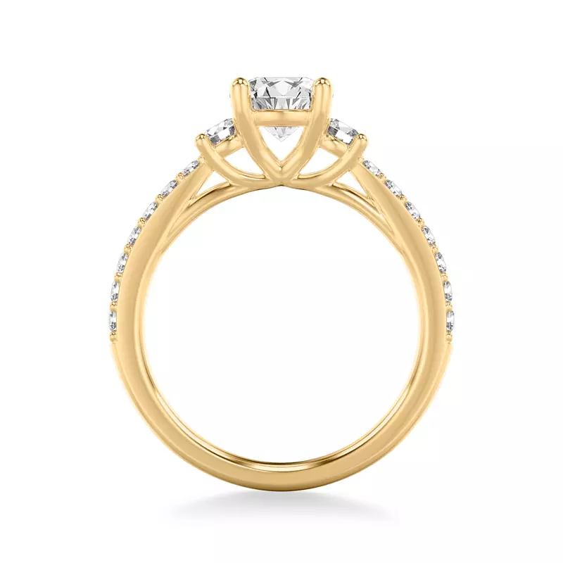 14K Yellow Gold Renee Three Stone Engagement Ring 