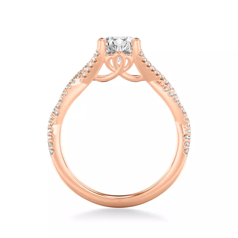 14K Rose Gold Laney Pave Twist Engagement Ring