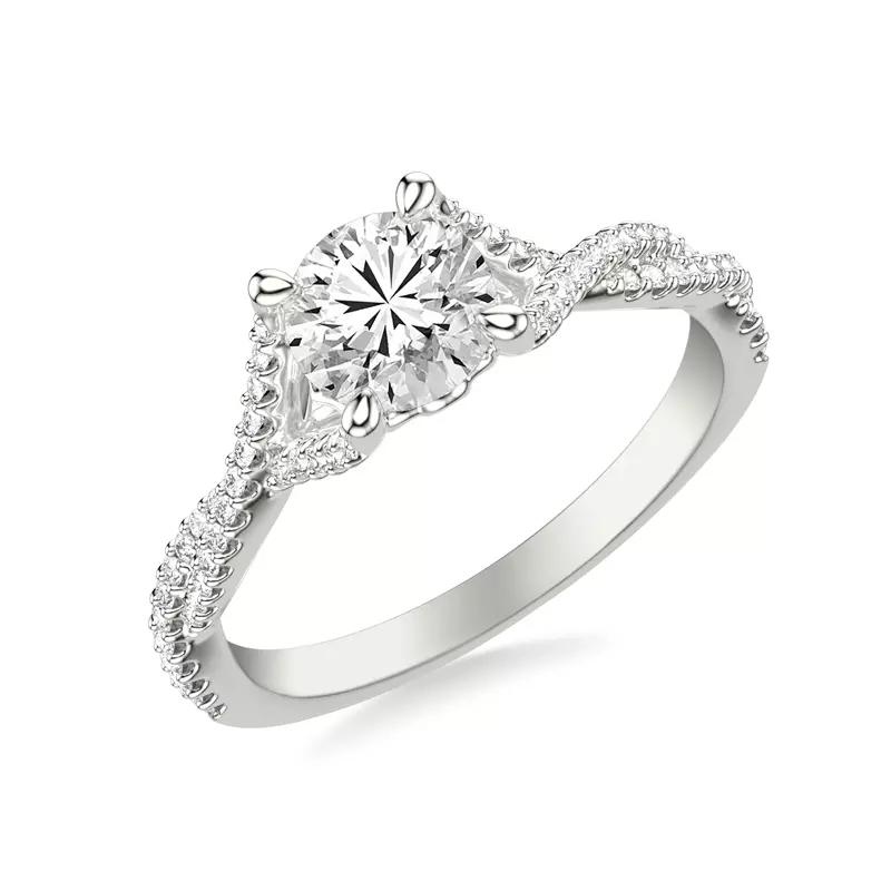 14K White Gold Laney Pave Twist Engagement Ring