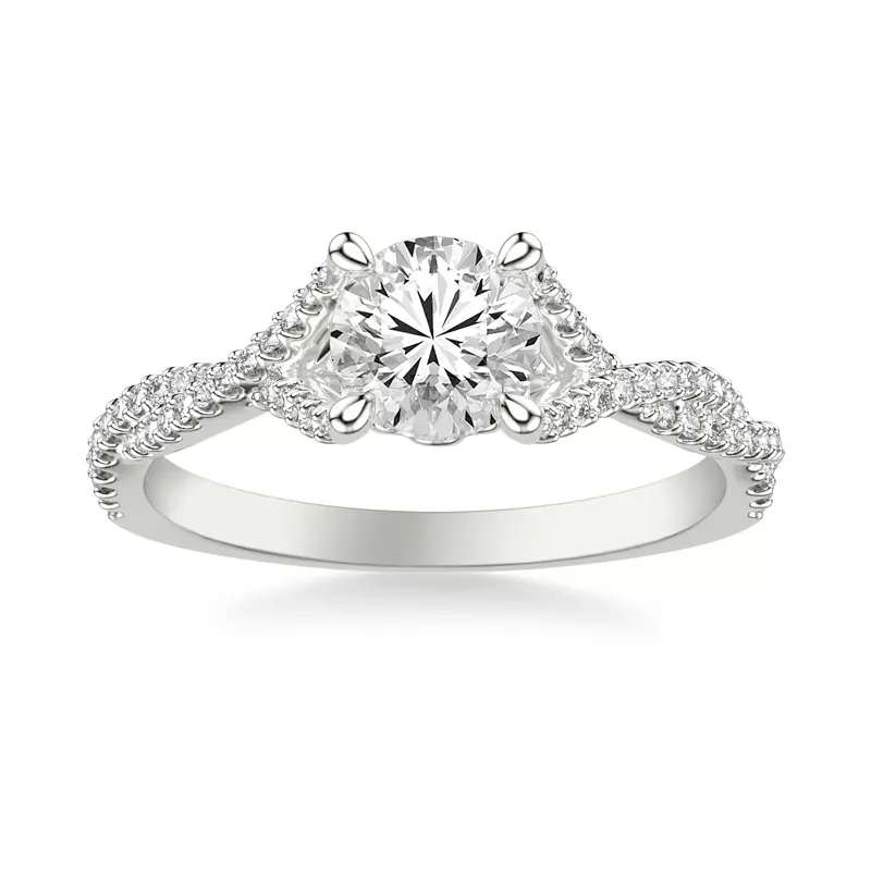 14K White Gold Laney Pave Twist Engagement Ring