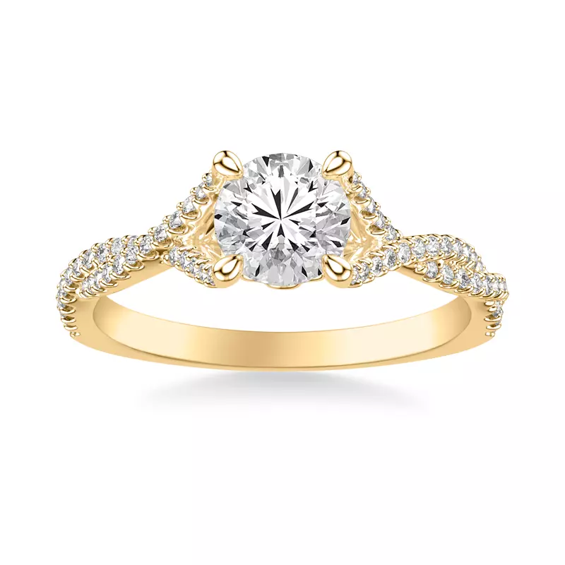 18K Yellow Gold Laney Pave Twist Engagement Ring