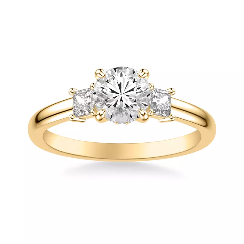 14K Yellow Gold Shelby Classic Three Stone Engagement Ring