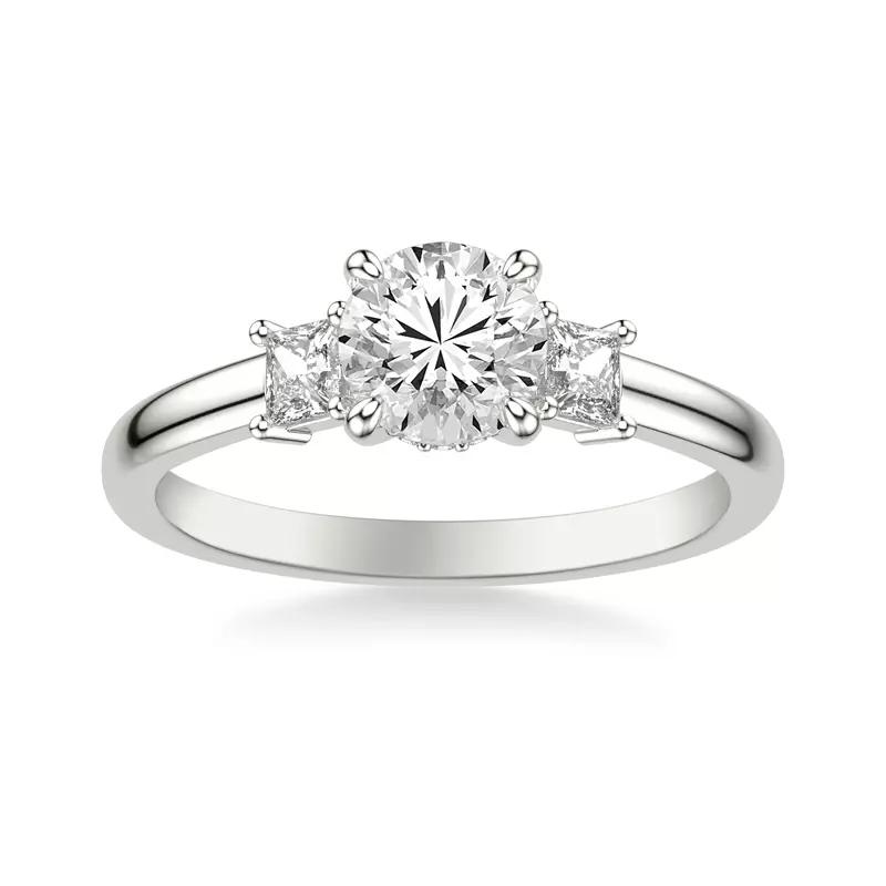 18K White Gold Shelby Classic Three Stone Engagement Ring
