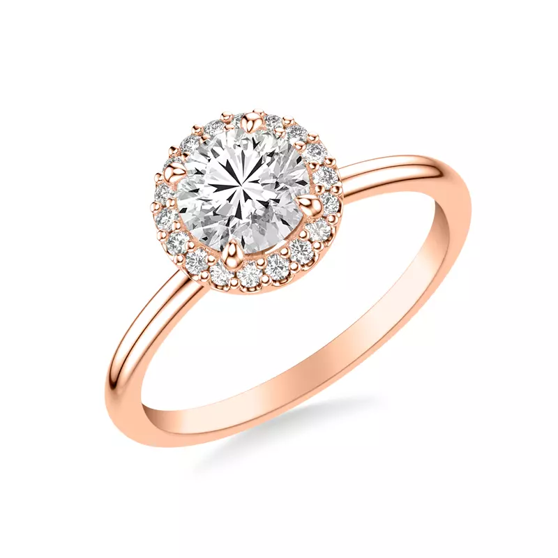 14K Rose Gold Debbie Classic Halo Engagement Ring