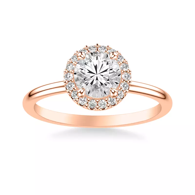 14K Rose Gold Debbie Classic Halo Engagement Ring