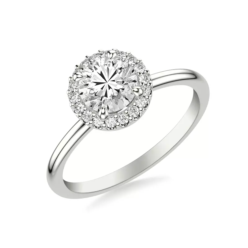 14K White Gold Debbie Classic Halo Engagement Ring