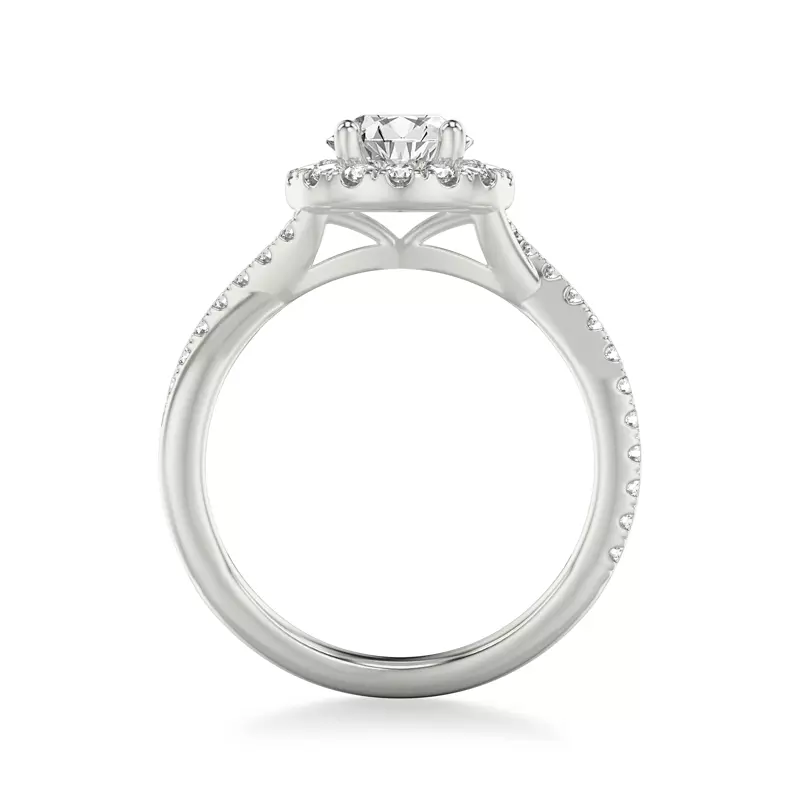 14K White Gold Lexie Contemporary Twist Halo Engagement Ring