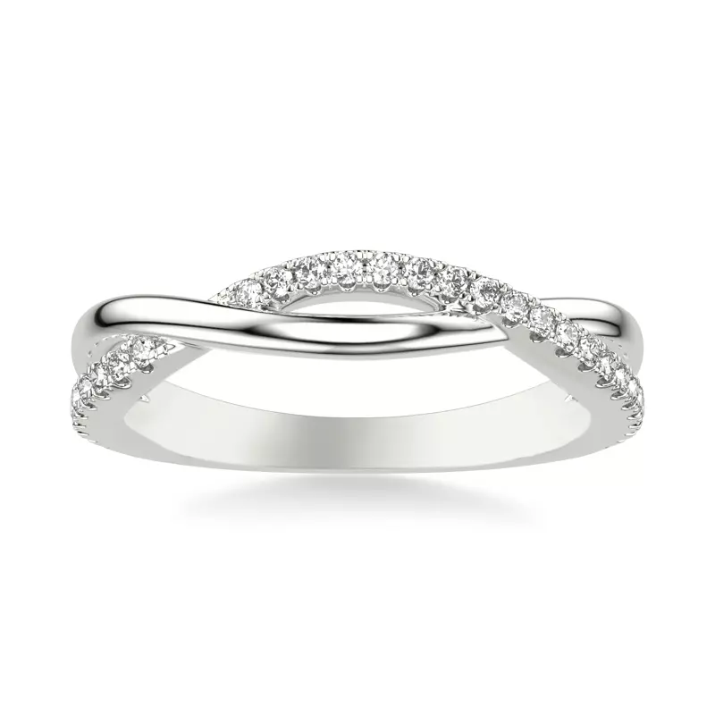 14K White Gold Lexie Contemporary Twist Diamond Band