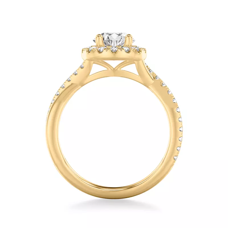 14K Yellow Gold Lexie Contemporary Twist Halo Engagement Ring