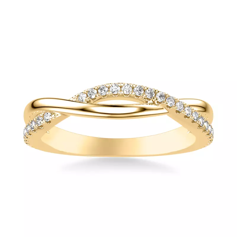 18K Yellow Gold Lexie Contemporary Twist Diamond Band