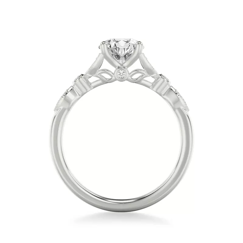 Platinum Kelly Milgrain Leaf Diamond Engagement Ring