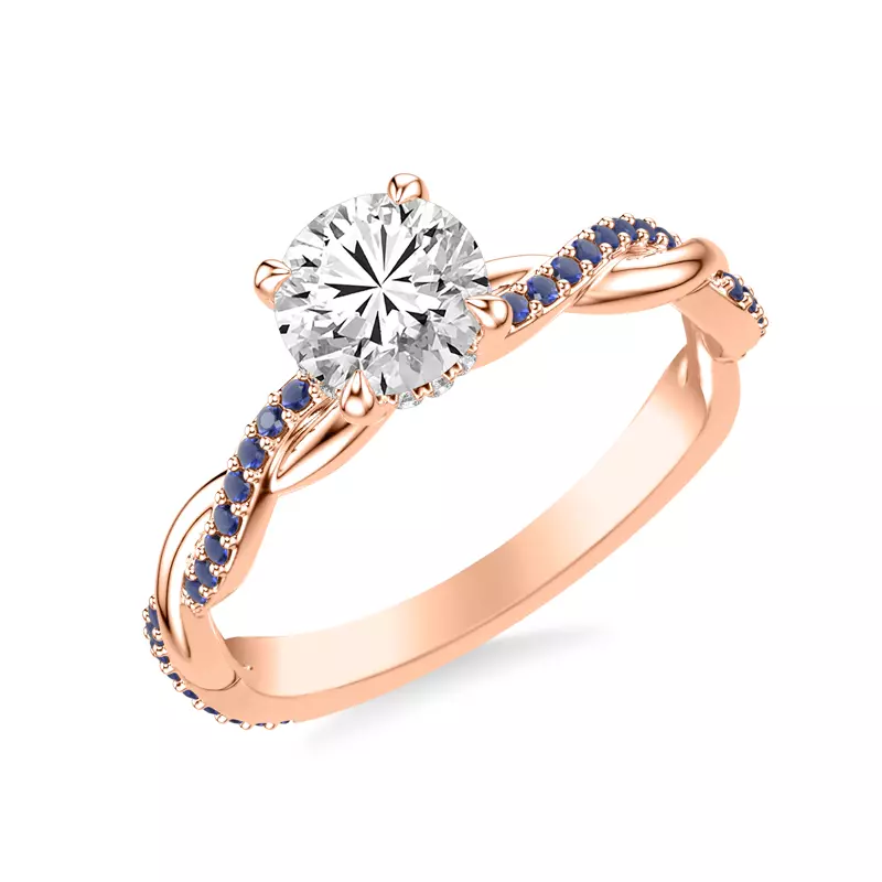 14K Rose Gold Whitely Sapphire and Diamond Twist Engagement Ring