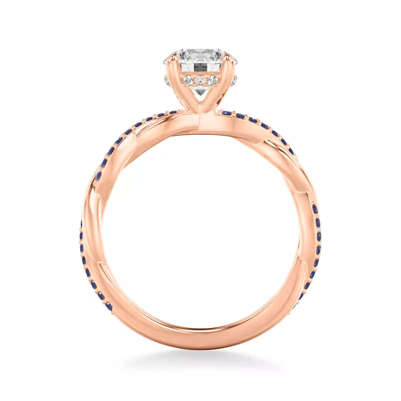 14K Rose Gold Whitely Sapphire and Diamond Twist Engagement Ring