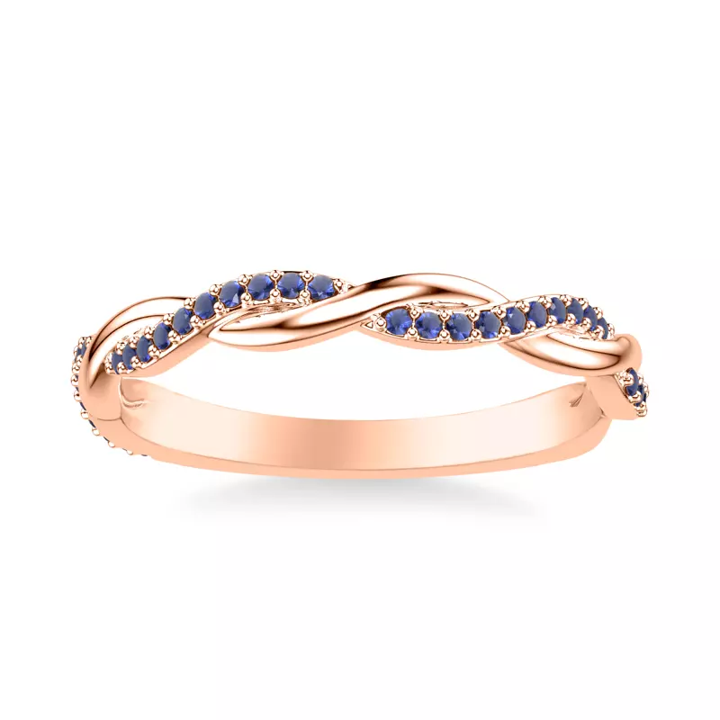 14K Rose Gold Whitely Sapphire Twist Band