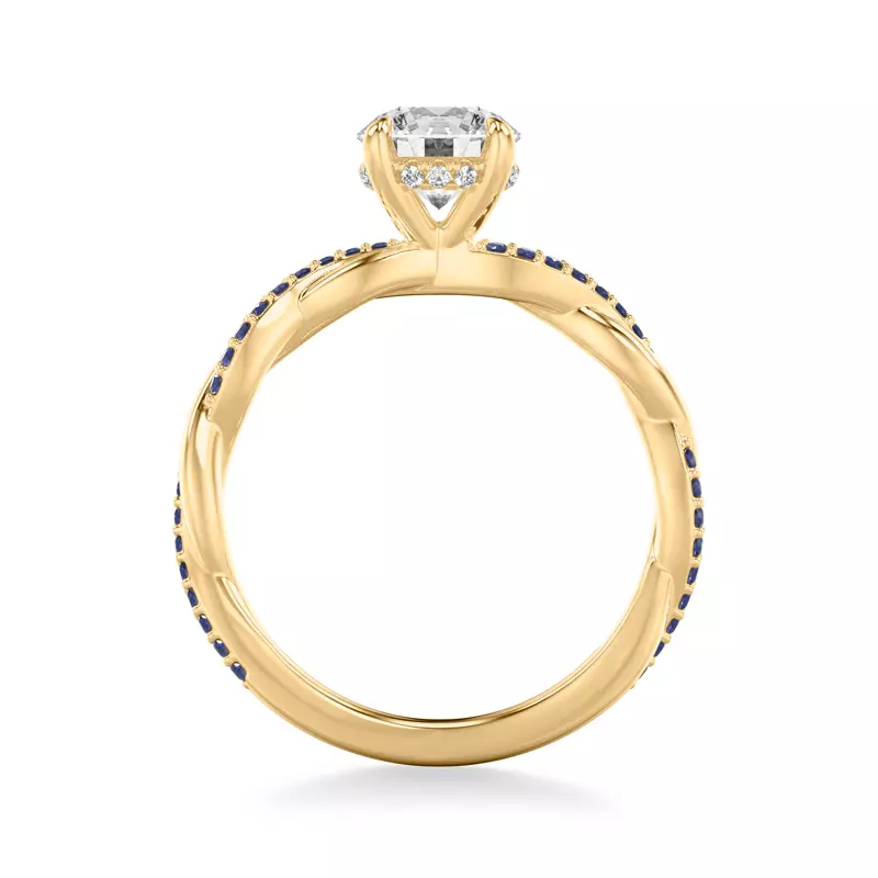 14K Yellow Gold Whitely Sapphire and Diamond Twist Engagement Ring