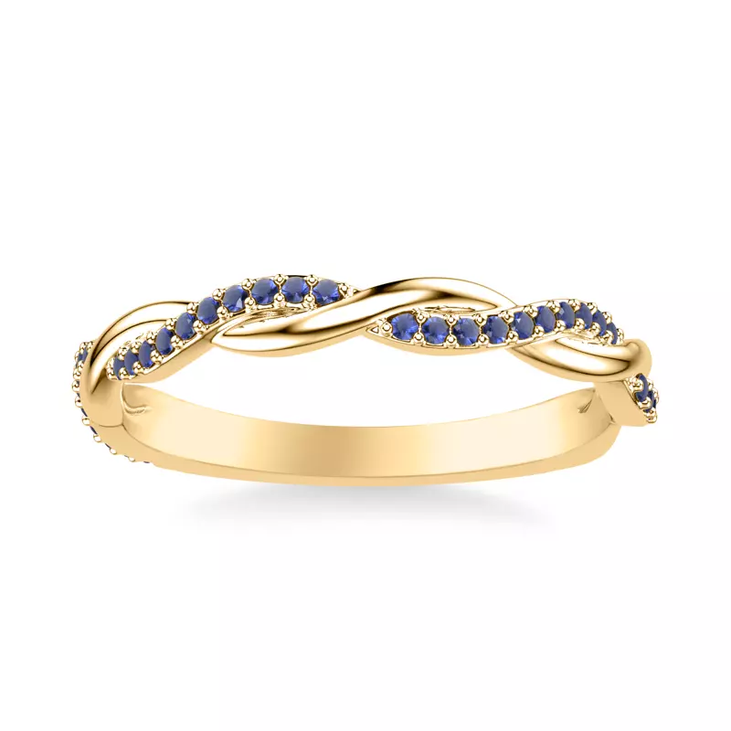 14K Yellow Gold Whitely Sapphire Twist Band