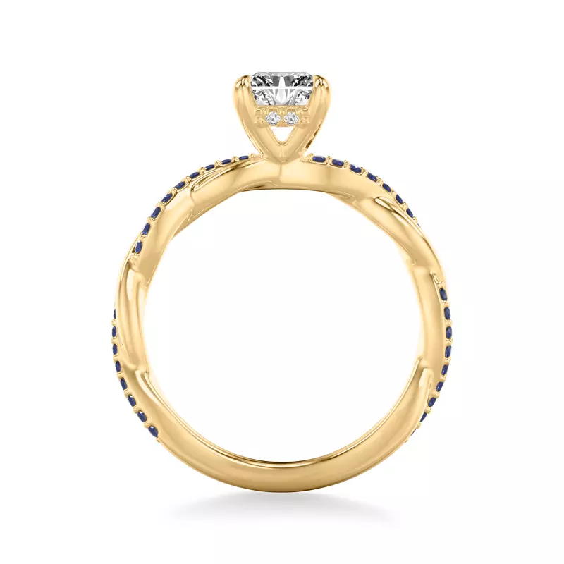 18K Yellow Gold Whitely Sapphire and Diamond Twist Engagement Ring