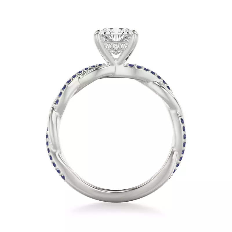 Platinum Whitely Sapphire and Diamond Twist Engagement Ring