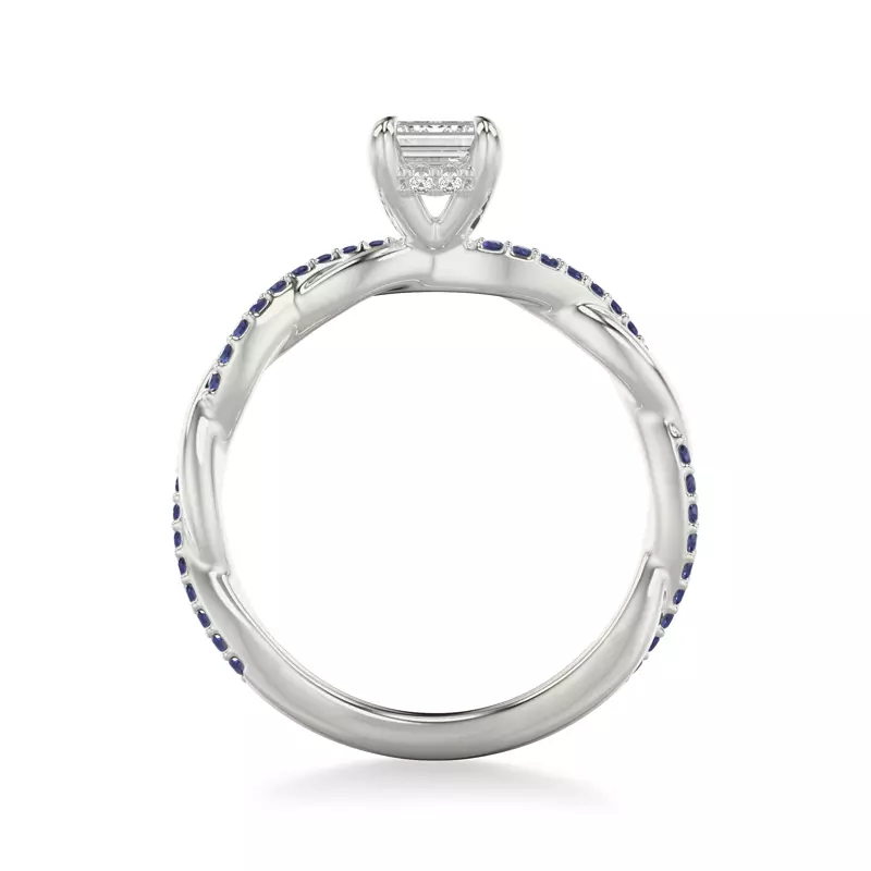 Platinum Whitely Sapphire and Diamond Twist Engagement Ring