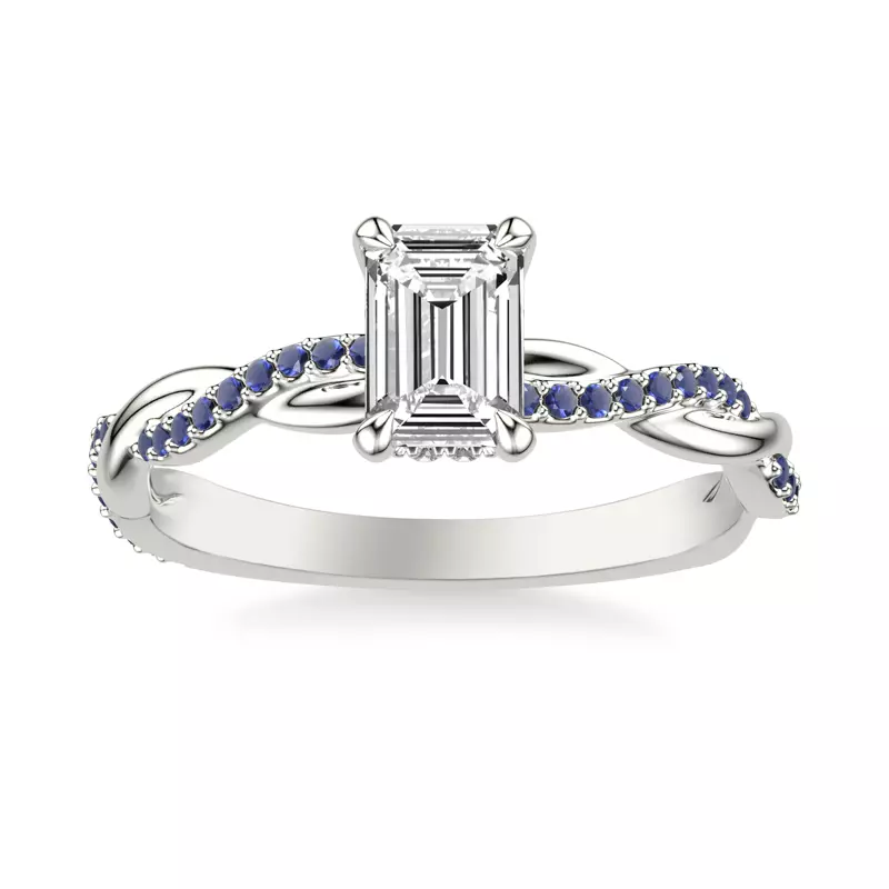 Platinum Whitely Sapphire and Diamond Twist Engagement Ring