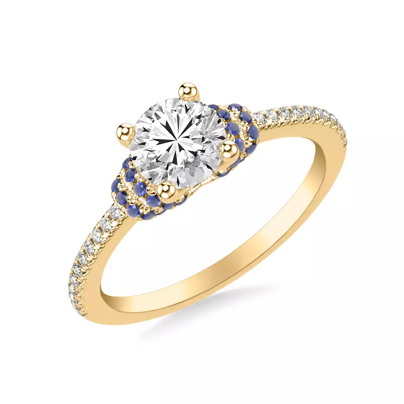 14K Yellow Gold Persephone Sapphire Accent Engagement Ring
