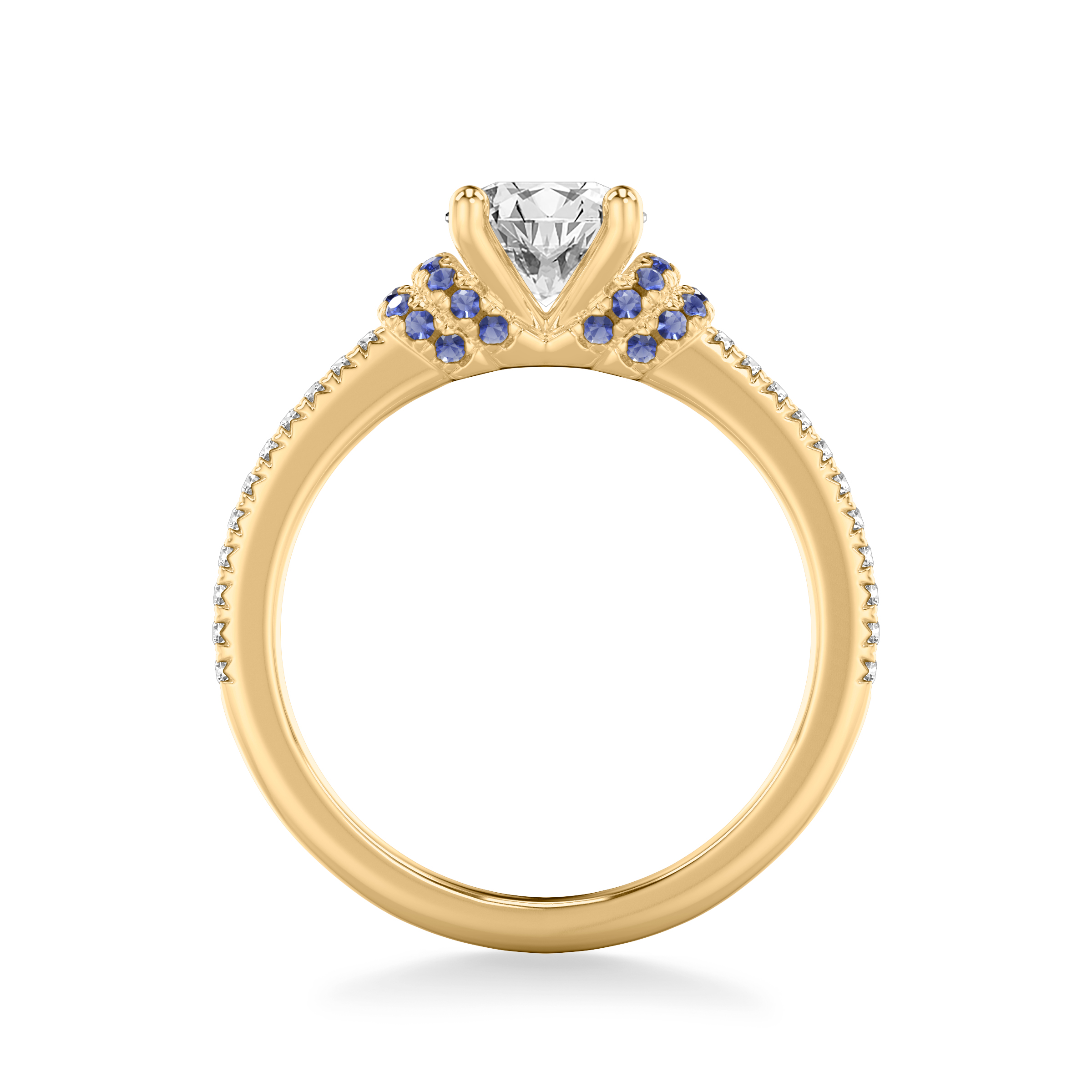 14K Yellow Gold Persephone Sapphire Accent Engagement Ring