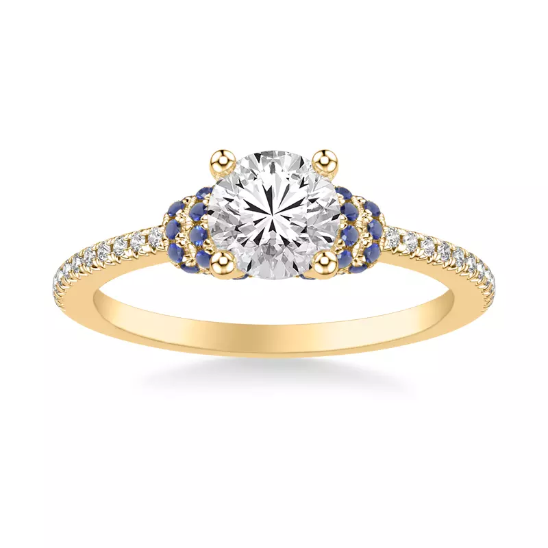 14K Yellow Gold Persephone Sapphire Accent Engagement Ring
