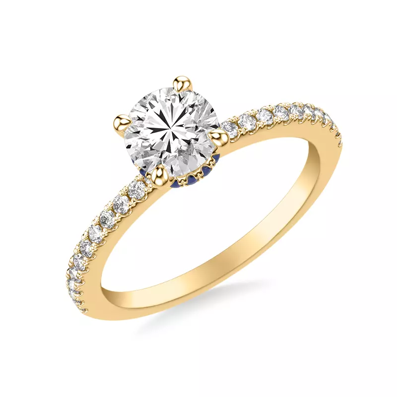 18K Yellow Gold Sabrina Sapphire Hidden Halo Engagement Ring
