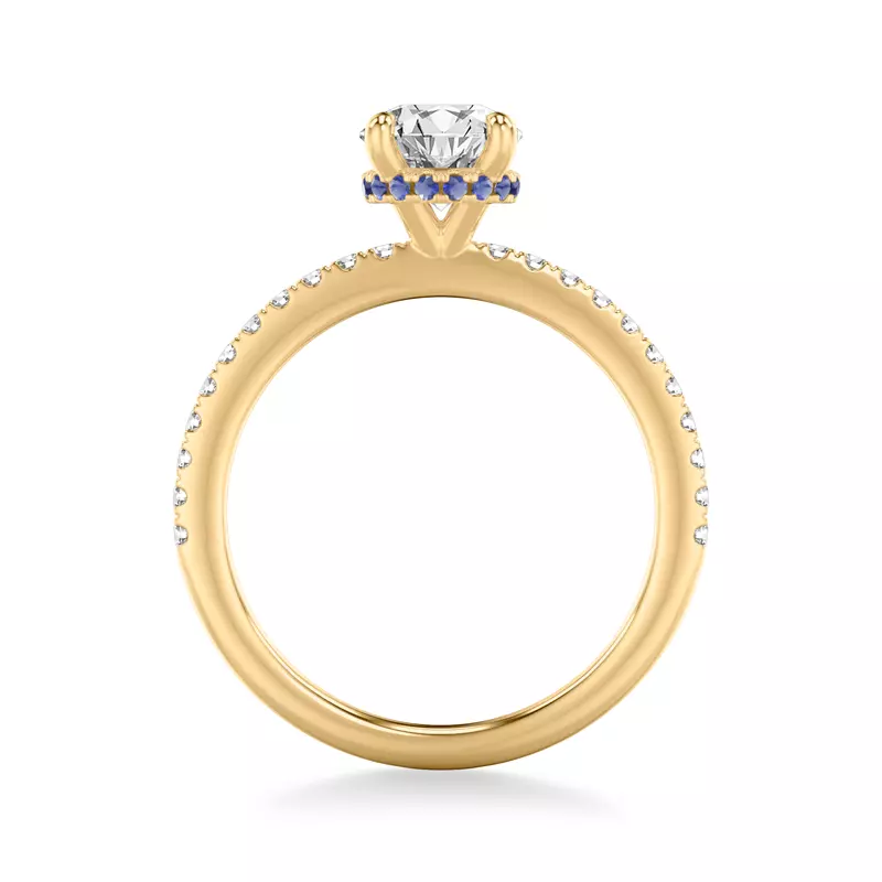 18K Yellow Gold Sabrina Sapphire Hidden Halo Engagement Ring