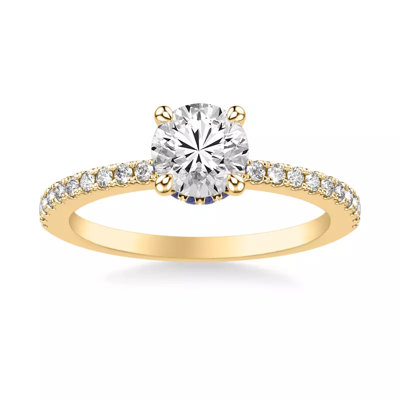 18K Yellow Gold Sabrina Sapphire Hidden Halo Engagement Ring