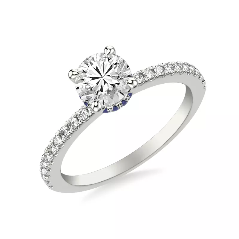 Platinum Sabrina Sapphire Hidden Halo Engagement Ring