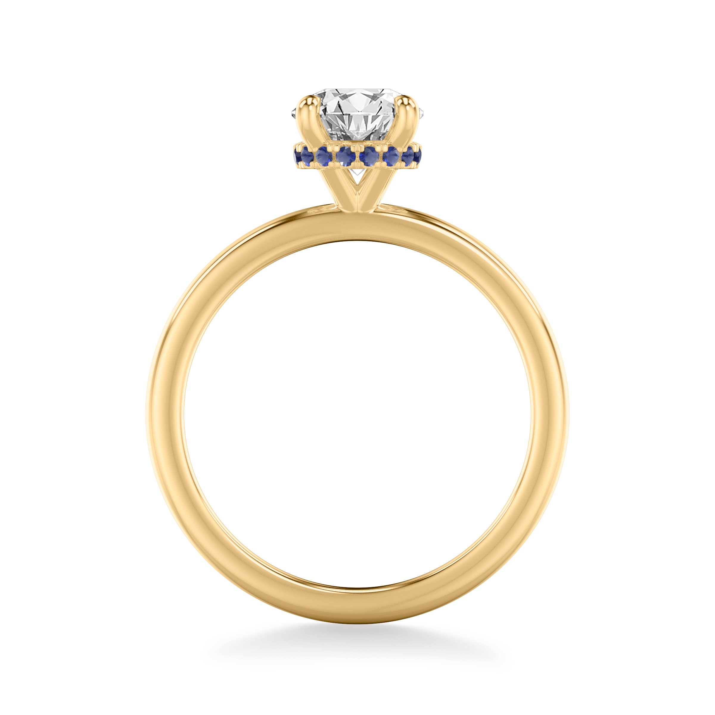 18K Yellow Gold Violeta Sapphire Hidden Halo Engagement Ring