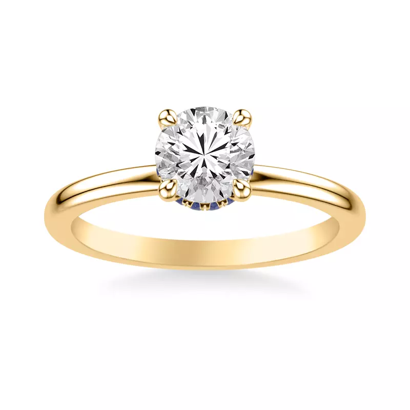 18K Yellow Gold Violeta Sapphire Hidden Halo Engagement Ring
