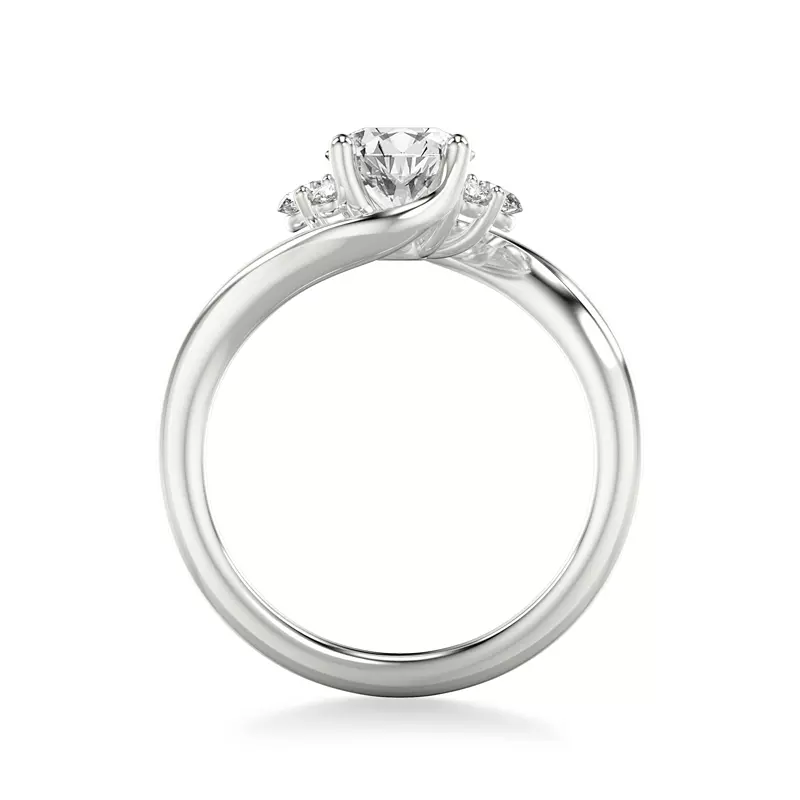 18K White Gold Monique Diamond Accent Engagement Ring