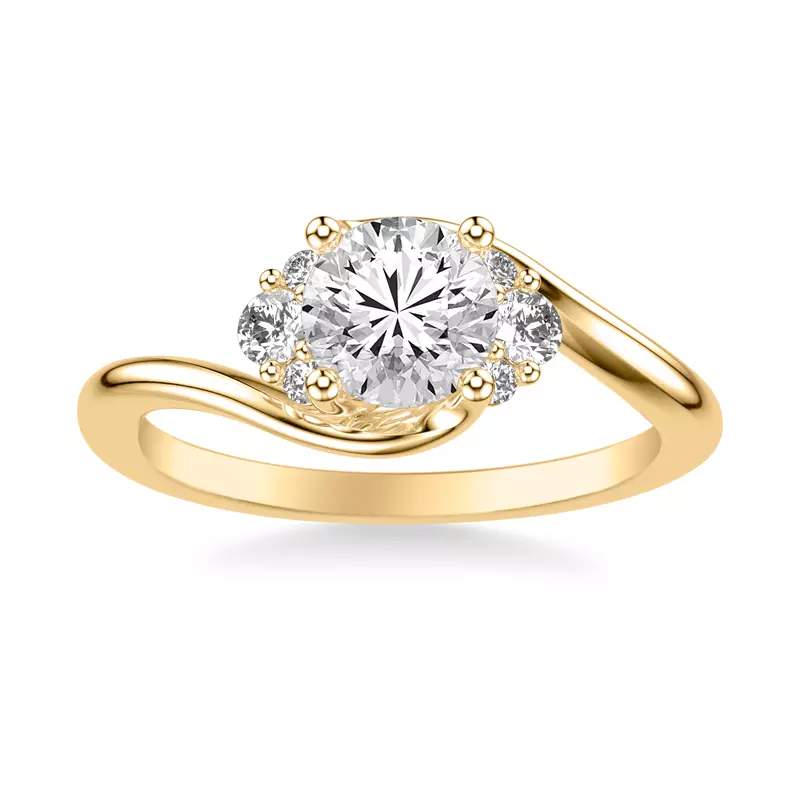 18K Yellow Gold Monique Diamond Accent Engagement Ring