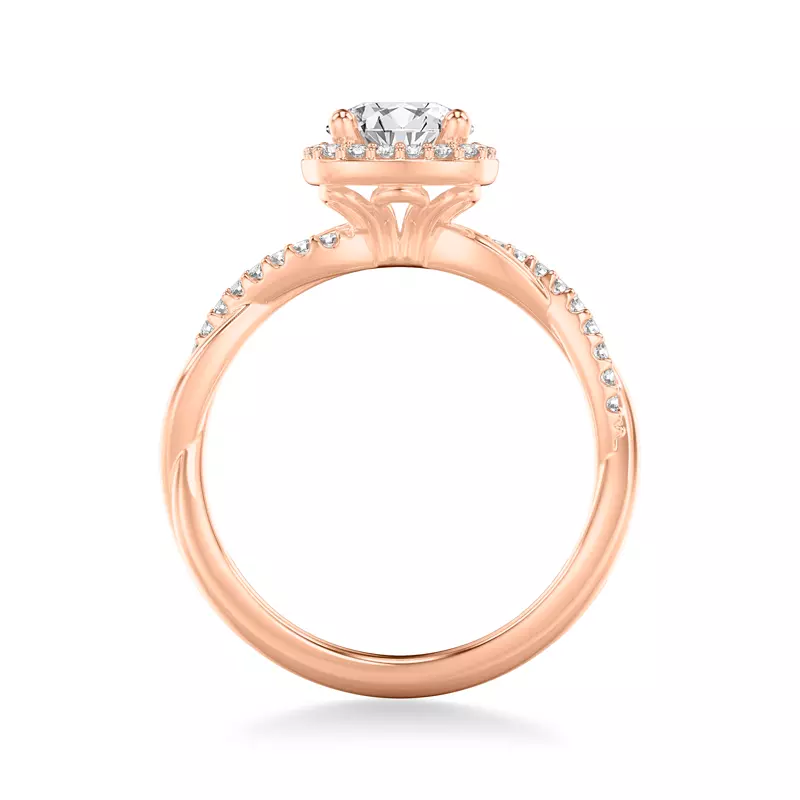 14K Rose Gold Mckenzie Diamond Twist Halo Engagement Ring