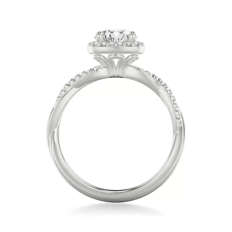 14K White Gold Mckenzie Diamond Twist Halo Engagement Ring