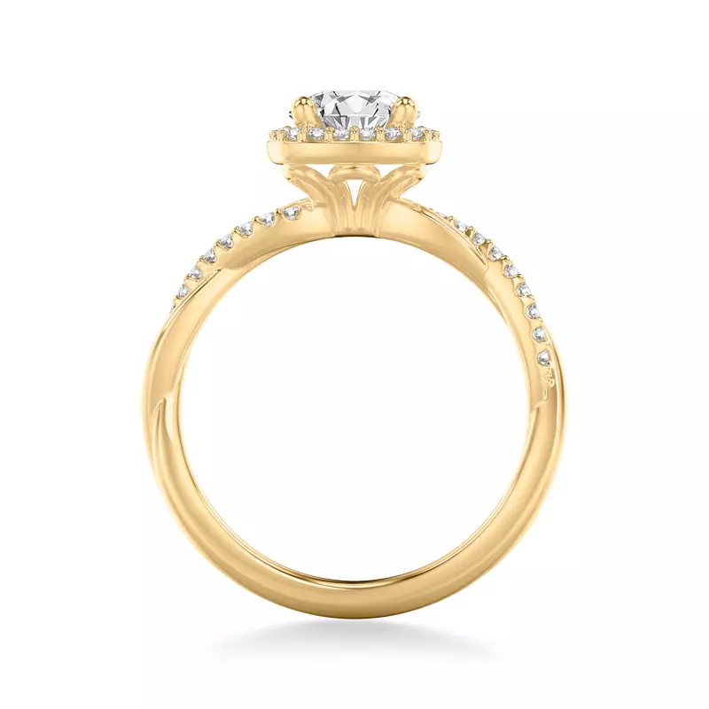 14K Yellow Gold Mckenzie Diamond Twist Halo Engagement Ring