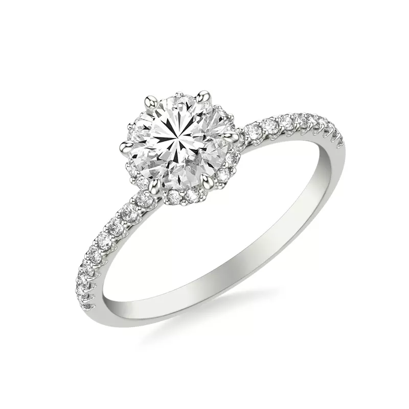 18K White Gold Elliott Diamond Halo Engagement Ring