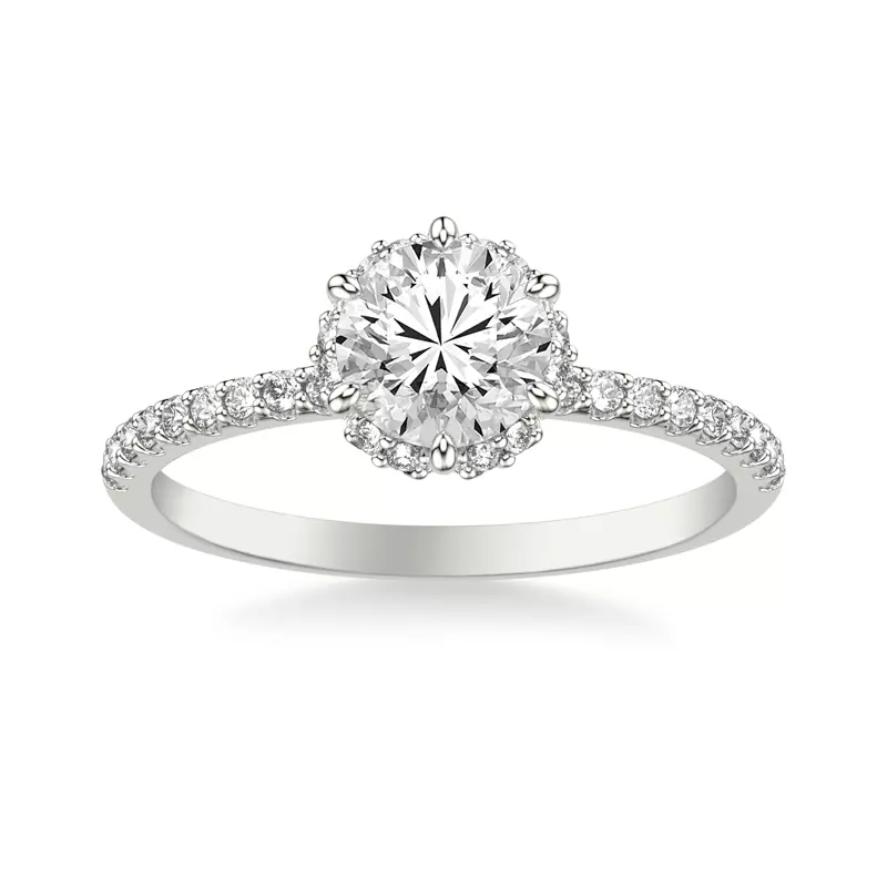 18K White Gold Elliott Diamond Halo Engagement Ring